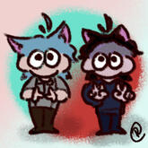 Cat boy versions of Sloth and their friend Kaz drawn by MellorynnArt on Twitter